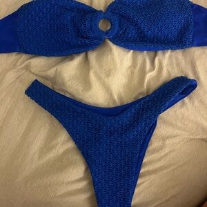Vibrant Blue Textured Bikini Set